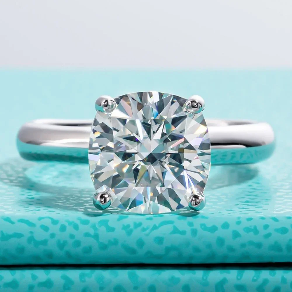 #Certified 3.5 ct. t.w. Moissanite Diamond Cushion Cut Engagement Ring NEW